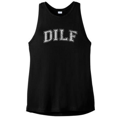 DILF VARSITY STYLE DAD OLDER MORE MATURE MEN Ladies PosiCharge Tri-Blend Wicking Tank