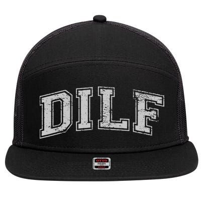 DILF VARSITY STYLE DAD OLDER MORE MATURE MEN 7 Panel Mesh Trucker Snapback Hat