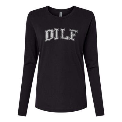 DILF VARSITY STYLE DAD OLDER MORE MATURE MEN Womens Cotton Relaxed Long Sleeve T-Shirt