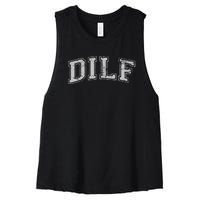 DILF VARSITY STYLE DAD OLDER MORE MATURE MEN Women's Racerback Cropped Tank