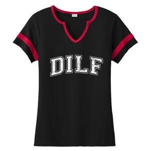 Dilf Varsity Style Dad Older More Mature Ladies Halftime Notch Neck Tee