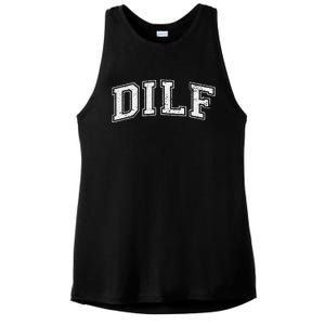 Dilf Varsity Style Dad Older More Mature Ladies PosiCharge Tri-Blend Wicking Tank