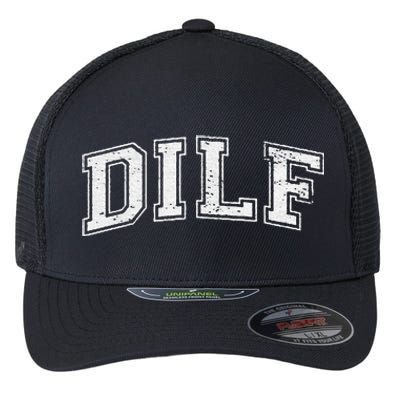 Dilf Varsity Style Dad Older More Mature Flexfit Unipanel Trucker Cap