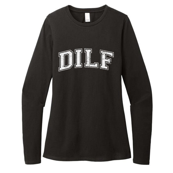 Dilf Varsity Style Dad Older More Mature Womens CVC Long Sleeve Shirt