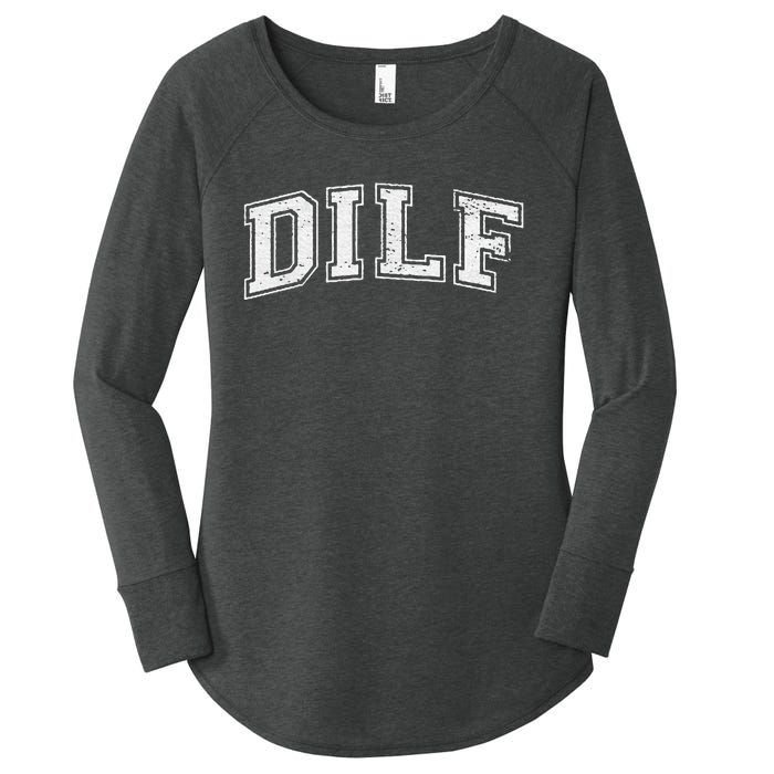 Dilf Varsity Style Dad Older More Mature Women's Perfect Tri Tunic Long Sleeve Shirt