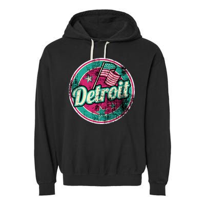 Detroit Vintage Style Rust Logo Garment-Dyed Fleece Hoodie