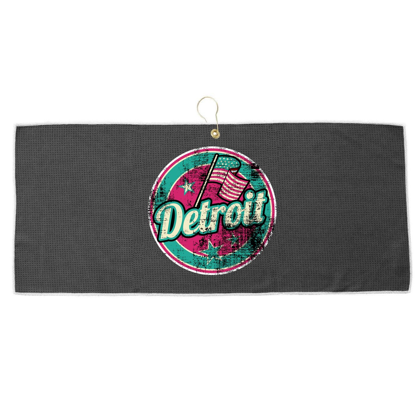 Detroit Vintage Style Rust Logo Large Microfiber Waffle Golf Towel