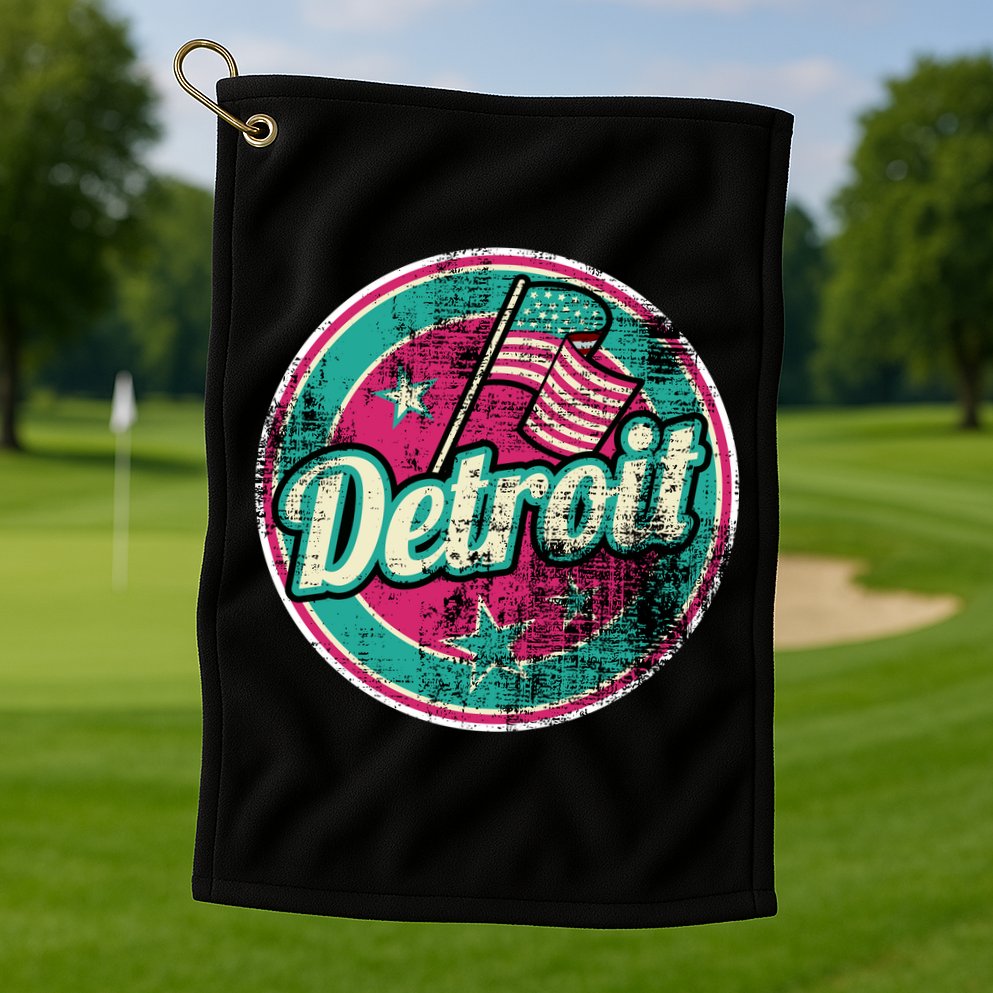Detroit Vintage Style Rust Logo Golf Towel