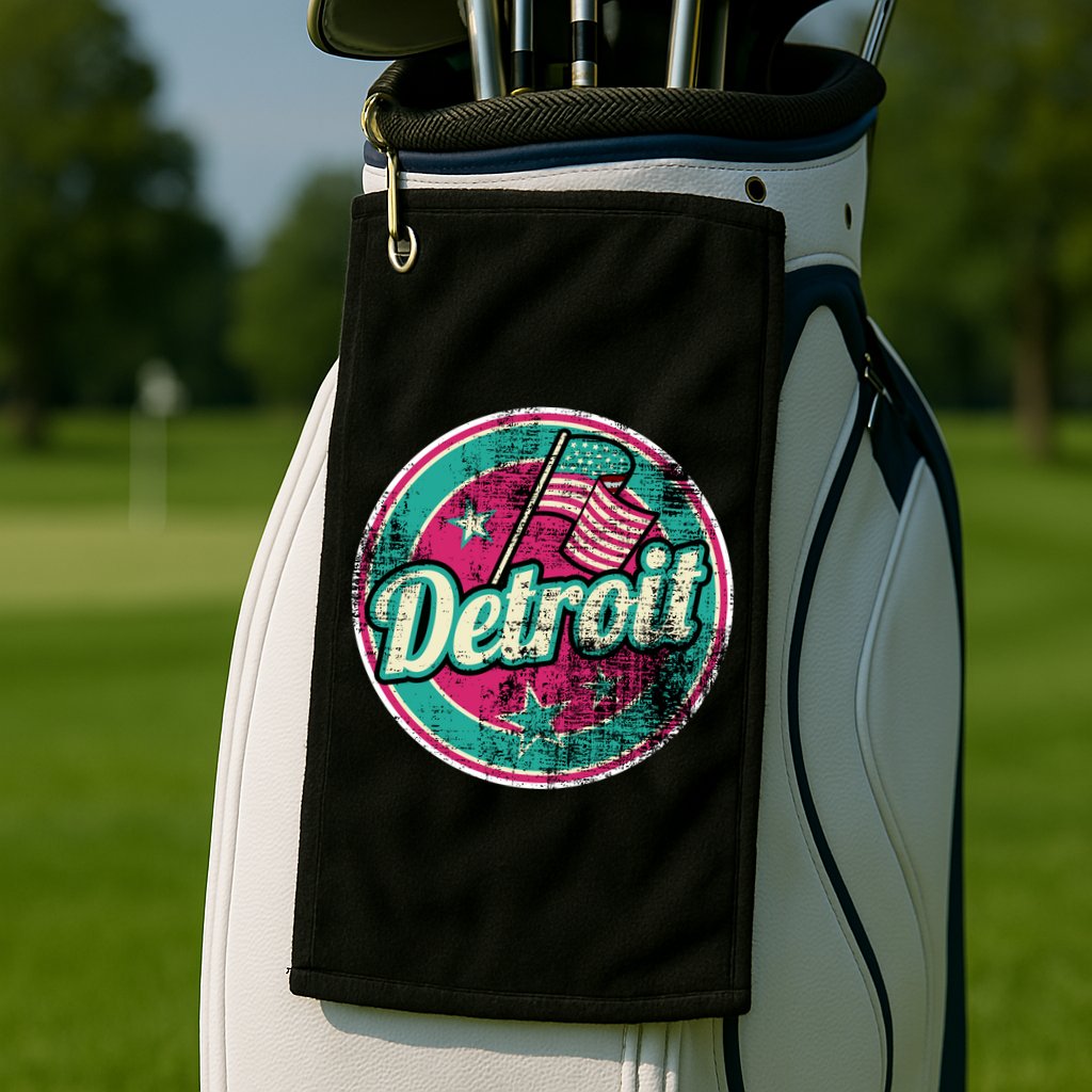 Detroit Vintage Style Rust Logo Golf Towel