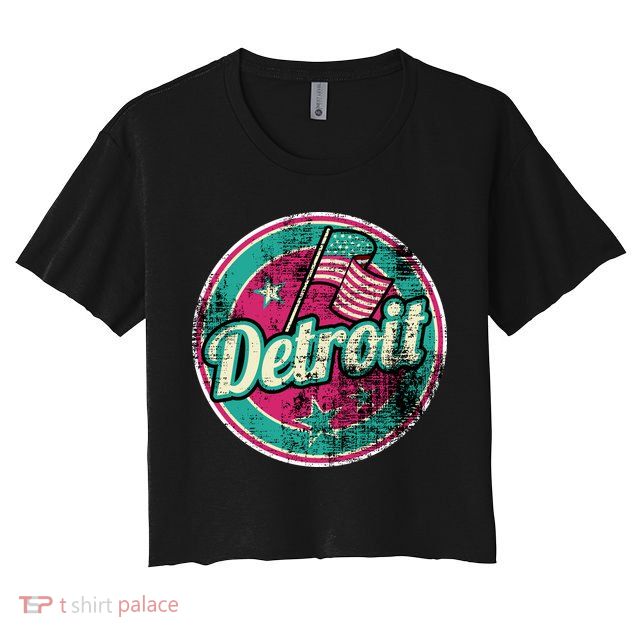 Detroit Vintage Style Rust Logo Crop Top