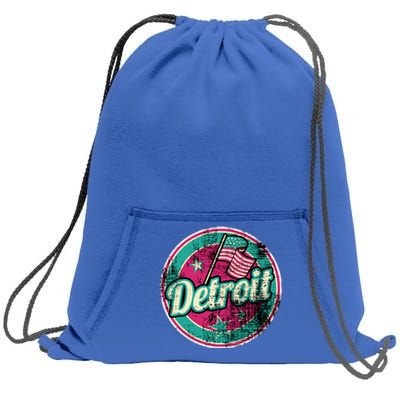 Detroit Vintage Style Rust Logo Sweatshirt Cinch Pack Bag