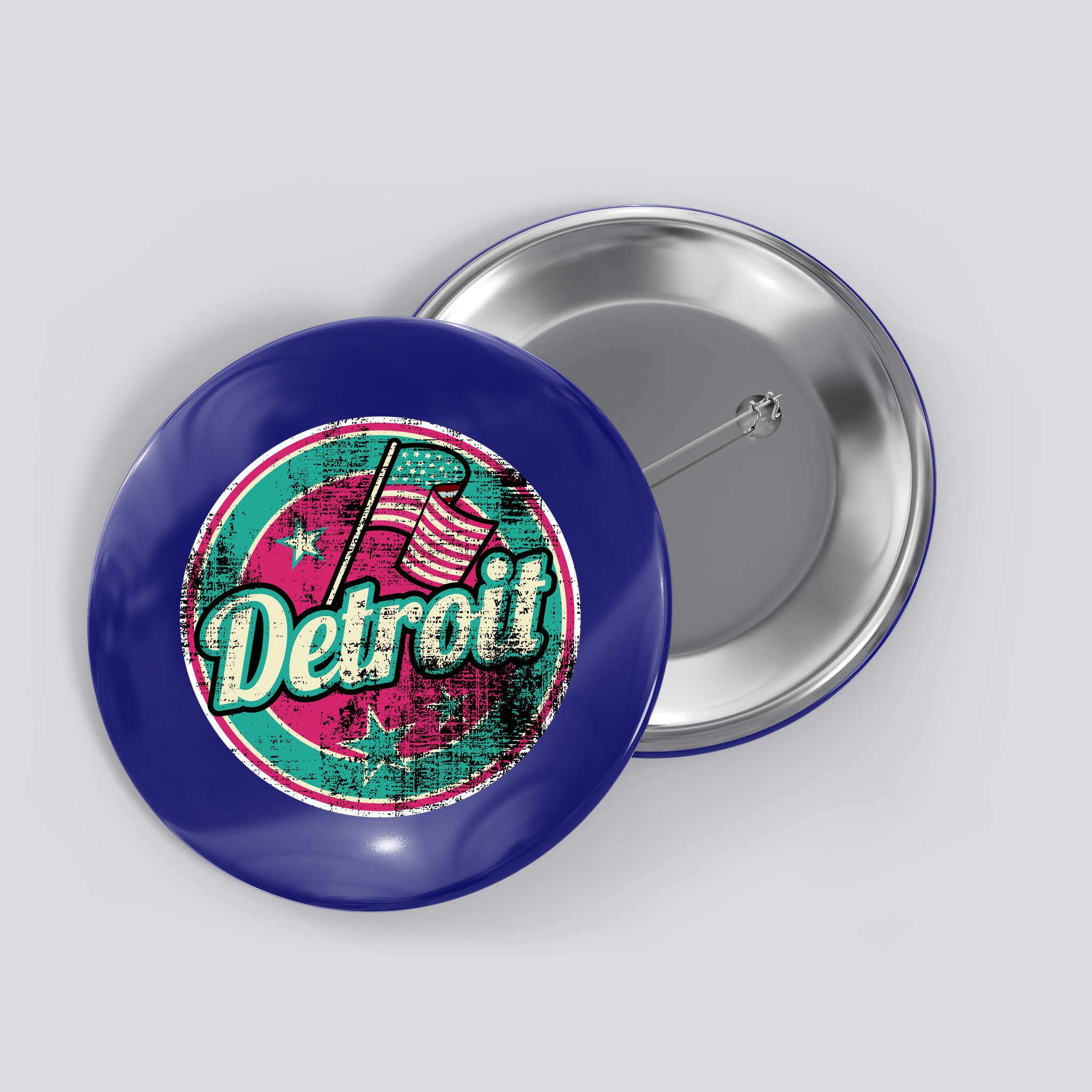 Detroit Vintage Style Rust Logo Button