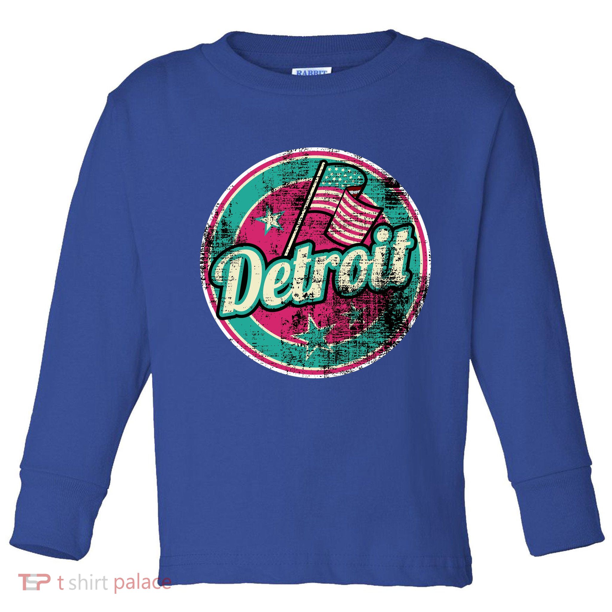 Detroit Vintage Style Rust Logo Toddler Long Sleeve Shirt