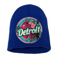 Detroit Vintage Style Rust Logo Short Acrylic Beanie