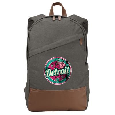 Detroit Vintage Style Rust Logo Cotton Canvas Backpack