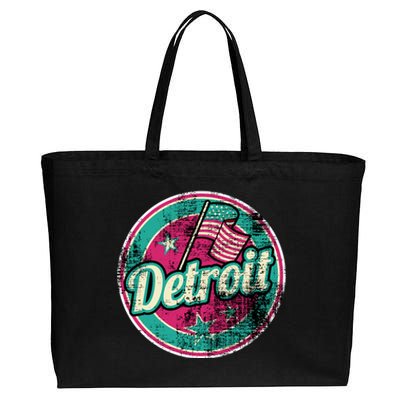 Detroit Vintage Style Rust Logo Cotton Canvas Jumbo Tote