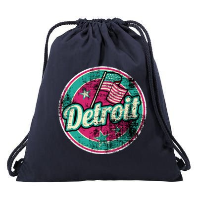 Detroit Vintage Style Rust Logo Drawstring Bag