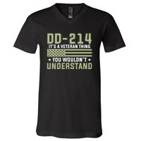 Dd214 Veteran Thing Would Not Understand American Flag V-Neck T-Shirt