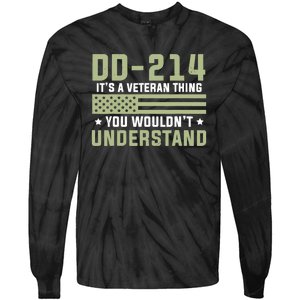 Dd214 Veteran Thing Would Not Understand American Flag Tie-Dye Long Sleeve Shirt