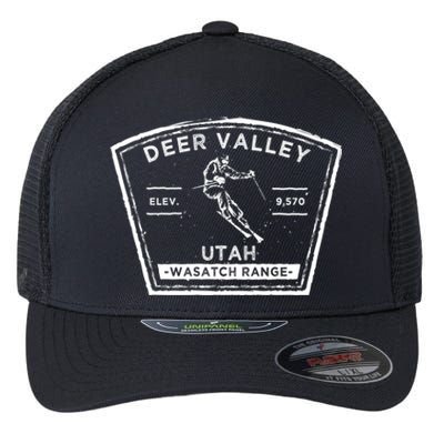 Deer Valley Utah Snow Skiing Gift Flexfit Unipanel Trucker Cap