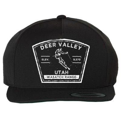 Deer Valley Utah Snow Skiing Gift Wool Snapback Cap