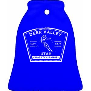 Deer Valley Utah Snow Skiing Gift Ceramic Bell Ornament