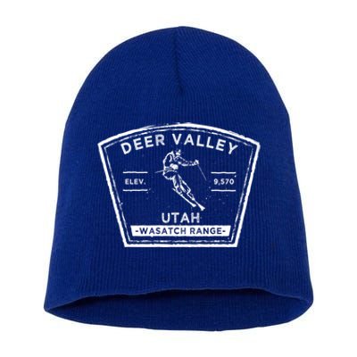 Deer Valley Utah Snow Skiing Gift Short Acrylic Beanie