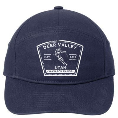 Deer Valley Utah Snow Skiing Gift 7-Panel Snapback Hat