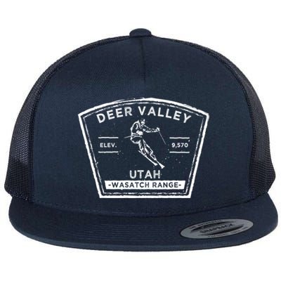 Deer Valley Utah Snow Skiing Gift Flat Bill Trucker Hat