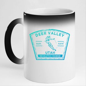 Deer Valley Utah Snow Skiing Gift 11oz Black Color Changing Mug