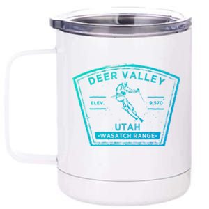 Deer Valley Utah Snow Skiing Gift 12 oz Stainless Steel Tumbler Cup