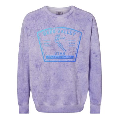 Deer Valley Utah Snow Skiing Gift Colorblast Crewneck Sweatshirt