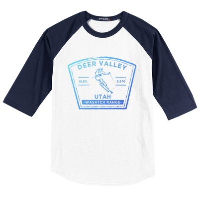 Deer Valley Utah Snow Skiing Gift Baseball Sleeve Shirt