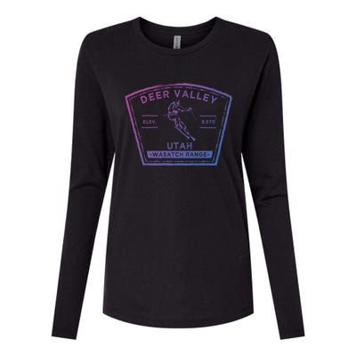 Deer Valley Utah Snow Skiing Gift Womens Cotton Relaxed Long Sleeve T-Shirt