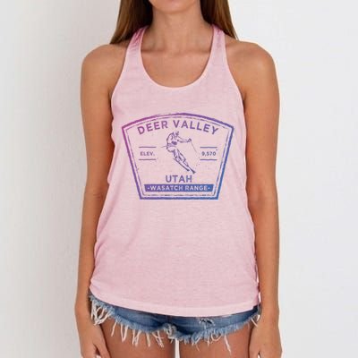 Deer Valley Utah Snow Skiing Gift Women's Knotted Racerback Tank