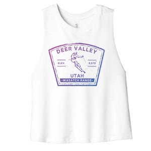 Deer Valley Utah Snow Skiing Gift Women's Racerback Cropped Tank