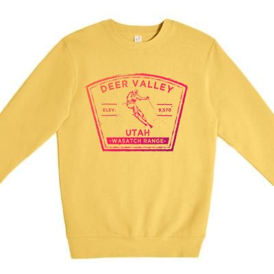 Deer Valley Utah Snow Skiing Gift Premium Crewneck Sweatshirt