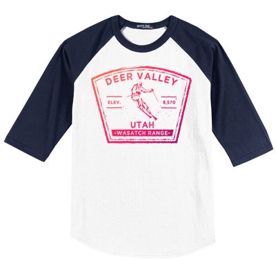 Deer Valley Utah Snow Skiing Gift Baseball Sleeve Shirt