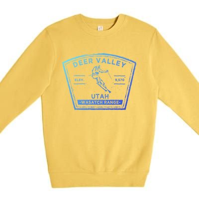 Deer Valley Utah Snow Skiing Gift Premium Crewneck Sweatshirt