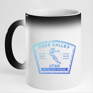 Deer Valley Utah Snow Skiing Gift 11oz Black Color Changing Mug