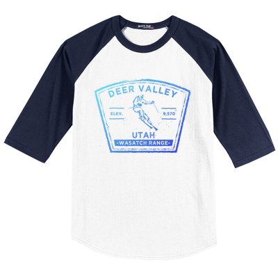 Deer Valley Utah Snow Skiing Gift Baseball Sleeve Shirt