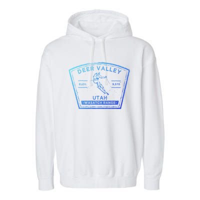 Deer Valley Utah Snow Skiing Gift Garment-Dyed Fleece Hoodie