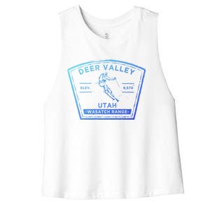 Deer Valley Utah Snow Skiing Gift Women's Racerback Cropped Tank