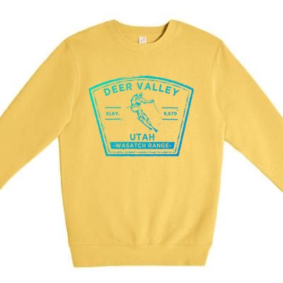 Deer Valley Utah Snow Skiing Gift Premium Crewneck Sweatshirt