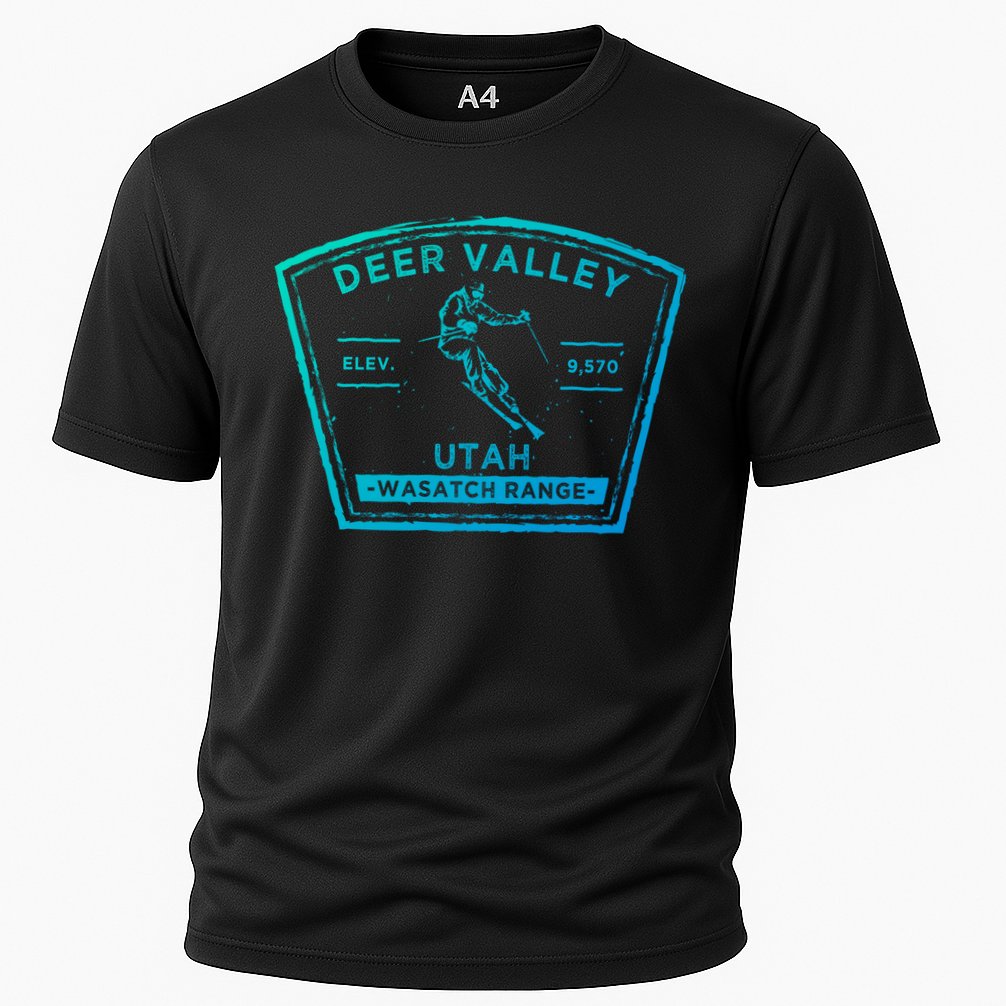 Deer Valley Utah Snow Skiing Gift Cooling Performance Crew T-Shirt