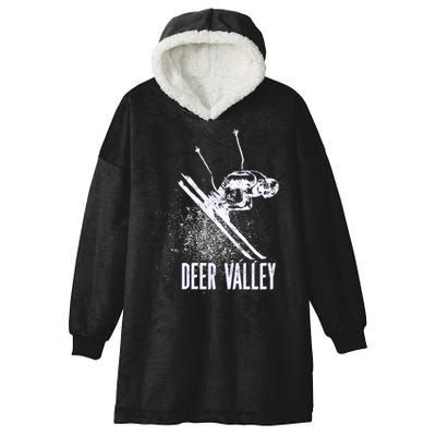 Deer Valley Utah Ski Resort Downhill Skier Hooded Wearable Blanket