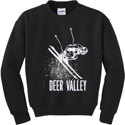 Deer Valley Utah Ski Resort Downhill Skier Kids Sweatshirt