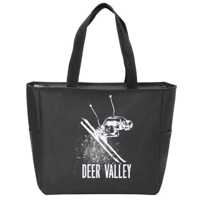Deer Valley Utah Ski Resort Downhill Skier Zip Tote Bag