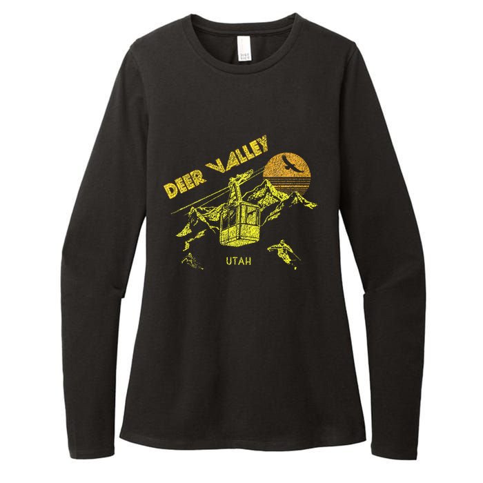 Deer Valley Utah Retro Skiing Womens CVC Long Sleeve Shirt