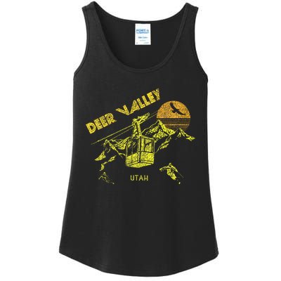 Deer Valley Utah Retro Skiing Ladies Essential Tank